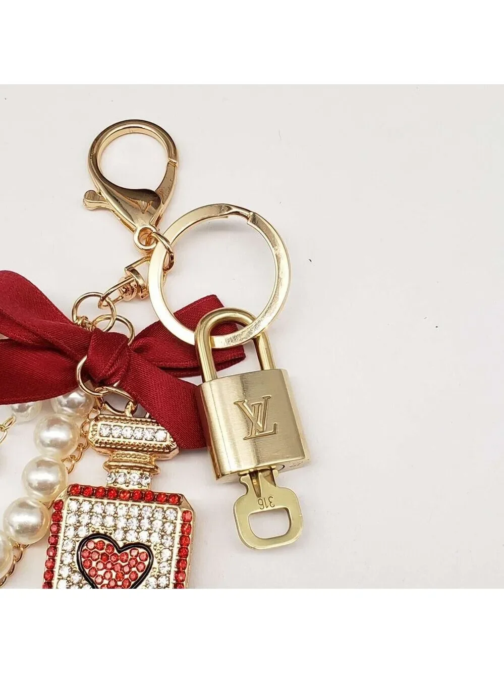 Authentic LV Gold Padlock & Key 🔑 Bag Charm / Unbranded Keychain Combo